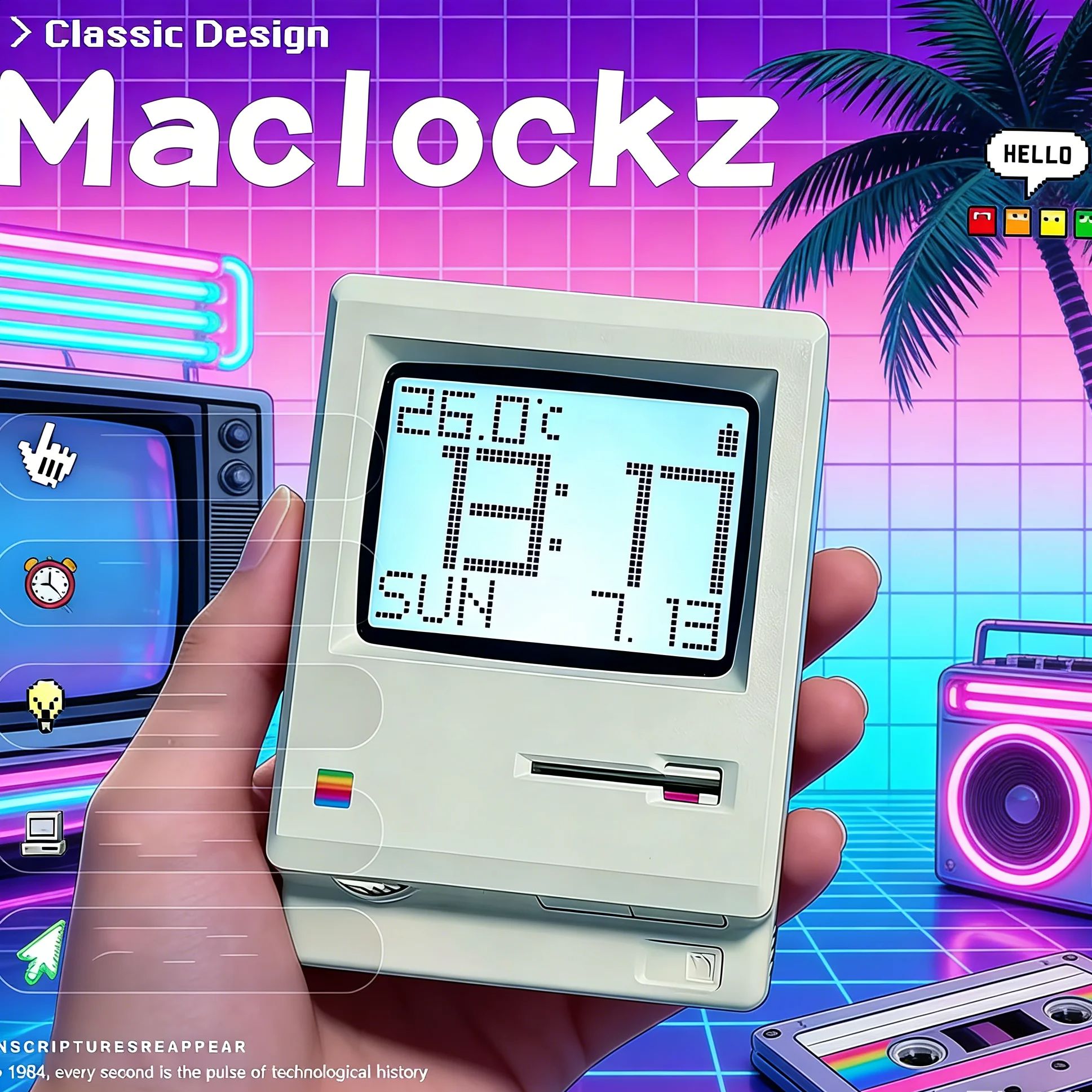 Office Tech Decor - Retro Nostalgic Maclock Alarm Clock Vintage