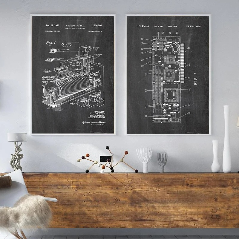 6Pcs Vintage Computer Patent W - Office Tech Room 评论和价格