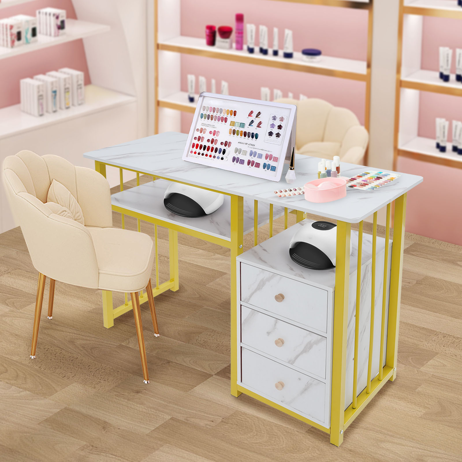 39.37×15.75×29.92 Inch Gold Na - Office Tech Room 评论和价格