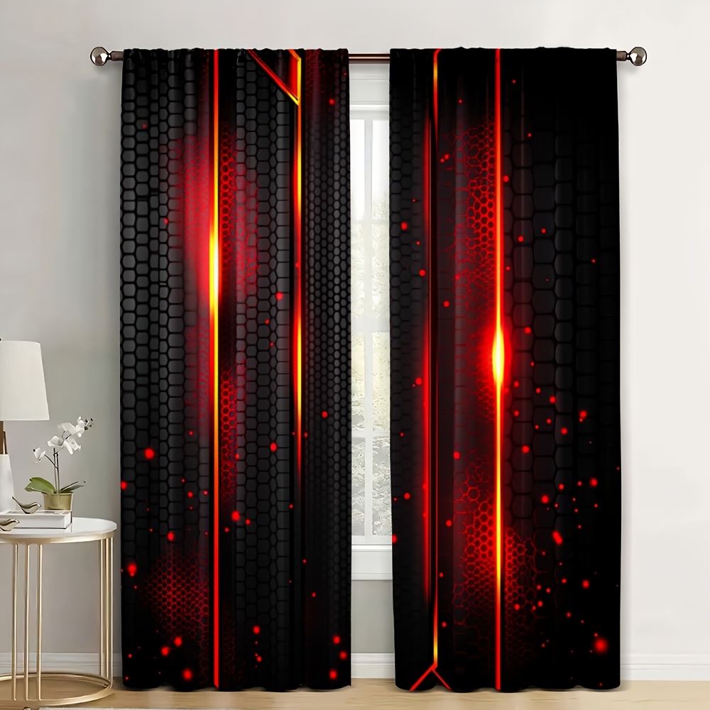 2pcs Lava Curtains Black Red C - Office Tech Room 评论和价格