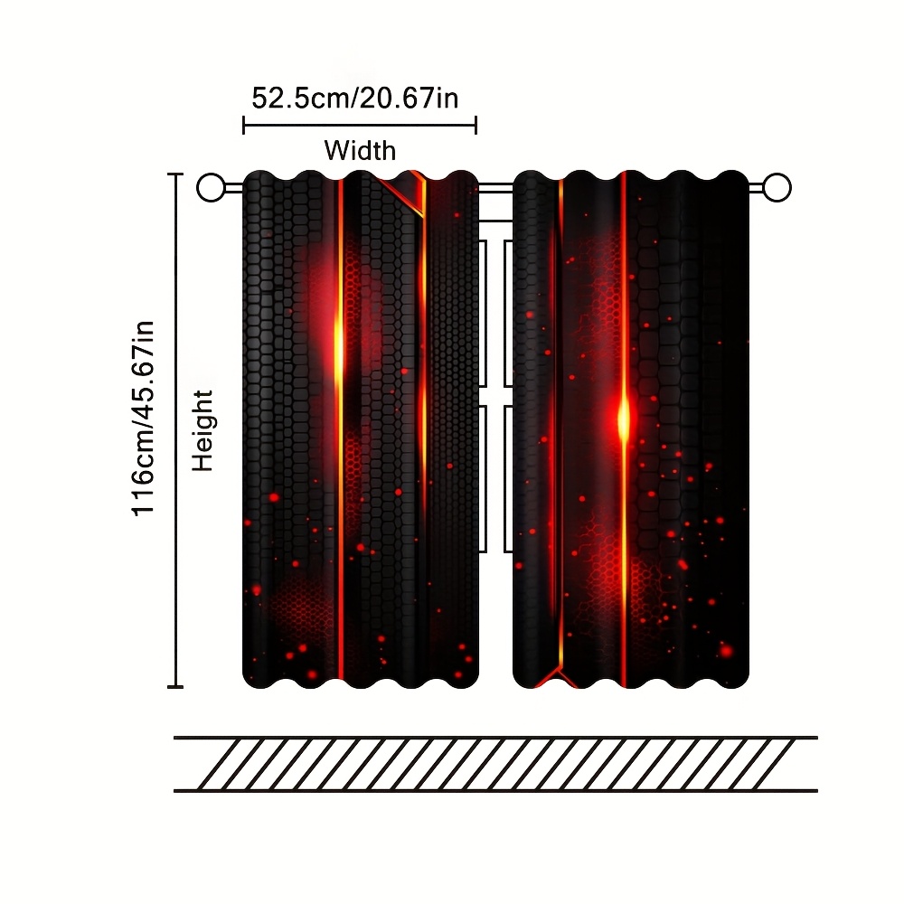 2pcs Lava Curtains Black Red C - Office Tech Room 评论和价格
