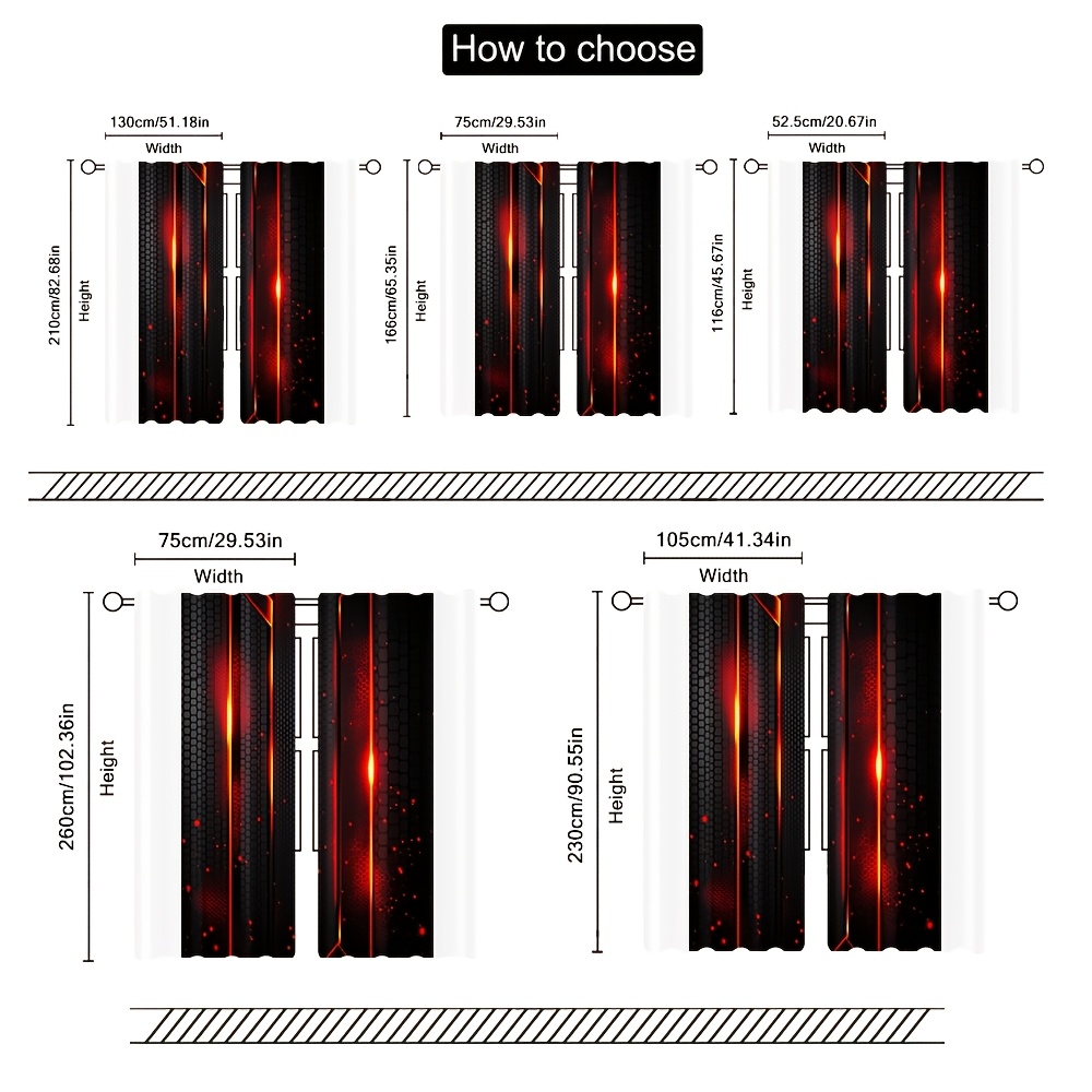 2pcs Lava Curtains Black Red C - Office Tech Room 评论和价格