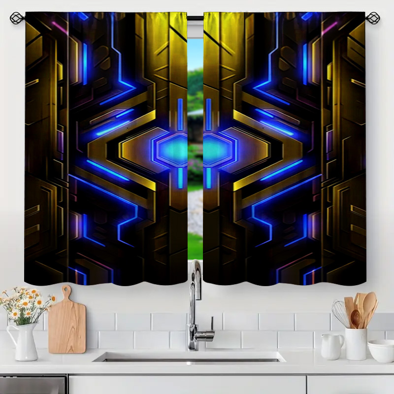 2pcs Geometric Tech Curtains w - Office Tech Room 评论和价格