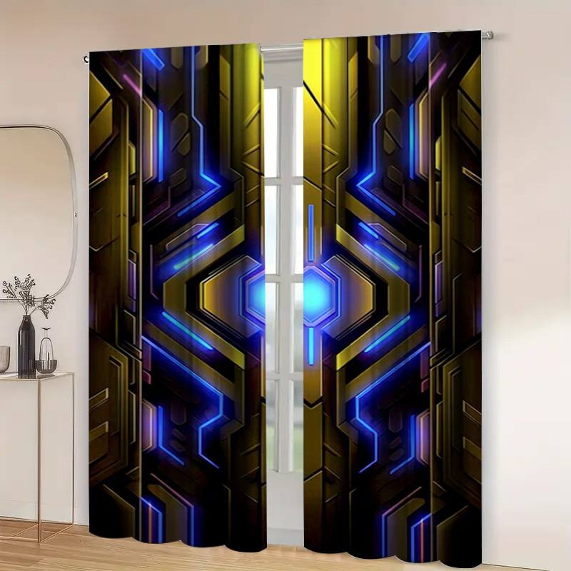 2pcs Geometric Tech Curtains w - Office Tech Room 评论和价格