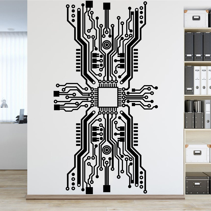 Circuit Board Chip Wall Sticke - Office Tech Room 评论和价格